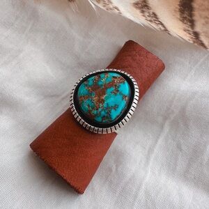 Size 12 Lonnie Willie Navajo vintage turquoise statement ring